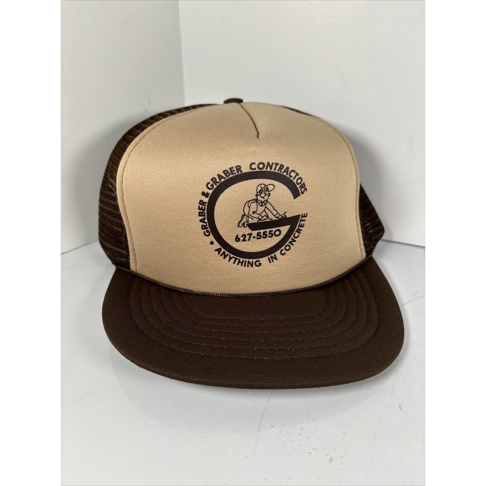 Vintage Graber Graber Contractors Concrete Equipment Snapback‎ Hat Cap Workwear